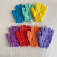 Gants de bain exfoliants en nylon à cinq doigts avec logo personnalisé pour éliminer les peaux mortes