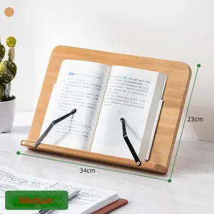 カスタム軽量竹製木製コーランスタンドブックホルダーポータブルモダン調節可能ブックスタンド読書用 - Product Image 6