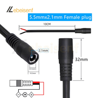 20 pièces DC 5.5MM x 2.1MM prise femelle ou mâle à fil nu extrémité ouverte fil d'alimentation câble de réparation 22 AWG connecteur baril LED 10CM