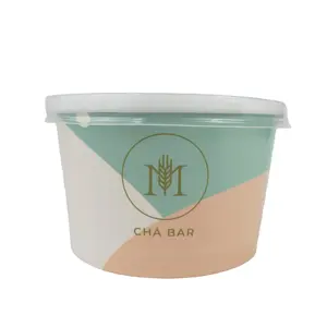 定制印刷标志环保生物降解纸杯一次性包装甜点酸奶面包容器冰淇淋桶盖