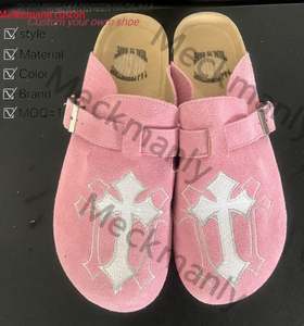 Chaussons unisexes en cuir souple avec semelle en liège, boucle réglable, antidérapants, avec soutien de la voûte plantaire - Product Image 1