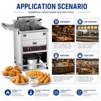 Comercial Popular Presión Friteuses 2l 30l Freestand Restaurante Pollo Gas Freidora Máquina