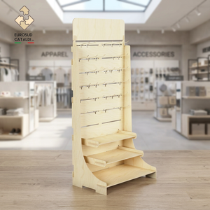 Espositore in legno di alta qualità EUROSUD CATALDI Made in Italy betulla altezza 180 cm per negozi e supermercati - Product Image 3