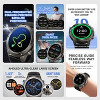 2026 1,43 Zoll AMOLED Sport GPS Wasserdichte Smartwatch BT-Anruf Höhenmesser Kompass Android iOS BZ-DM56 5BAR