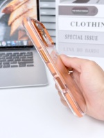 Coque Magnétique Transparente de Luxe Personnalisable avec Logo pour iPhone 18 17, Couleurs Contrastées, Anti-chute, Hybride PC TPU, Protection Arrière Antichoc, Lentille Métallique