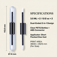 Tubes de brillant à lèvres vides en PETG double compartiment de 3,5 ml, transparents, à paroi épaisse, avec applicateur, pour huile à lèvres, en vrac, personnalisables OEM