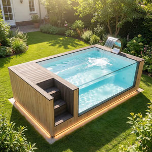 Piscine hors sol élégante avec détails en carrelage en bois et pompe filtrante efficace pour piscine à eau salée - Product Image 2