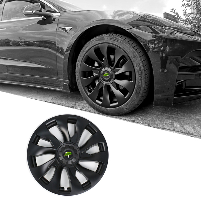 New Design Car Exterior Accessories 18 Inch Black Hub Cover Fit For Tesla Model 3 Replacement Wheel Covers