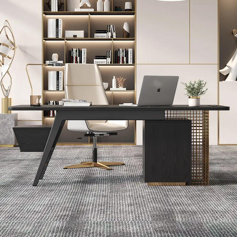 Luxus moderne Studien möbel Bücherregal Büro Schreibtisch und Stuhl Kombination Schreibtisch Rock Platte Tisch