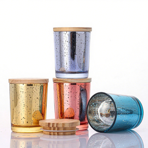 Portavelas de Vidrio Cilíndrico con Diseño Electrochapado, Mini, 95 ml, 3 oz, con Tapa de Madera de Bambú, para Navidad, Venta Caliente - Product Image 2