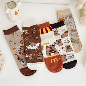 महिला कोरियन शैली मध्य-ट्यूब जानवर स्ट्रॉबेरी भालू सुंदर कार्टून गुलाबी बिल्लियों कपास मोजे महिलाओं थोक - Product Image 2