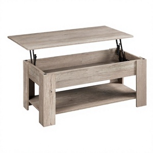 Table basse moderne en bois massif avec tiroir de rangement dissimulé, table centrale en bois décorée pour salon - Product Image 4