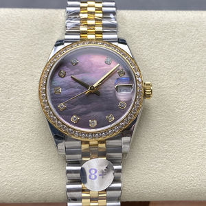 Montre mécanique automatique de haute qualité avec logo personnalisé en acier inoxydable avec verre saphir Moissanite diamant 18mm affichage de la date et du jour - Product Image 3