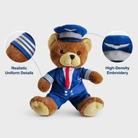Ours en peluche personnalisé avec uniforme, rembourrage en coton PP, taille 31cm-50cm, OEM / Ours en peluche avec tenue d'hôtesse, vêtements personnalisés