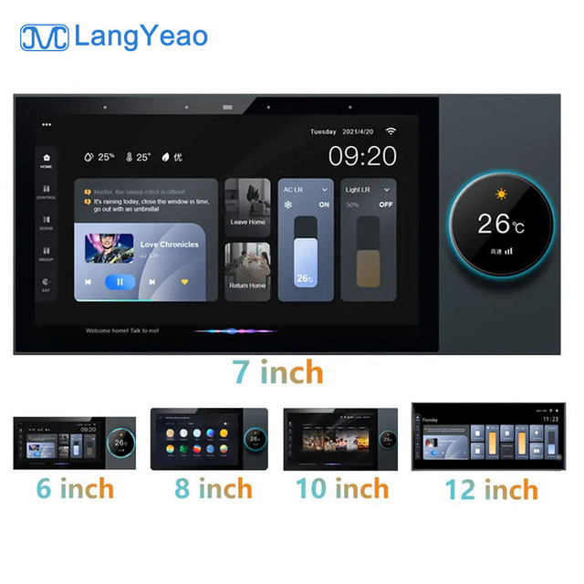 LangYeao 6/7/8/10 Inch Smart Multi-Functional Central Control Screen, Zigbee WiFi RS485 ZIGBEE Gateway Works with Tuya Alexa