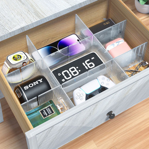 <b>Drawer</b> Organizers Transparent Adjustable Compartments For <b>Storage</b> And Organization Rectangular PP Material 4 Pack - Product Image 1