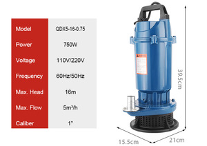 <span class=keywords><strong>Pompe</strong></span> à eau submersible 0,5 CV, 1 pouce, haute pression, haute levée, haut débit pour l'irrigation, la ferme, le jardin, la <span class=keywords><strong>piscine</strong></span>, l'eau propre, 220 V - Product Image 3