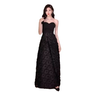 <b>Black</b> Strapless Evening Dress Sweetheart Neckline A-Line Empire Waist <b>Feathers</b> Elegant Formal Wear For Women - Product Image 5