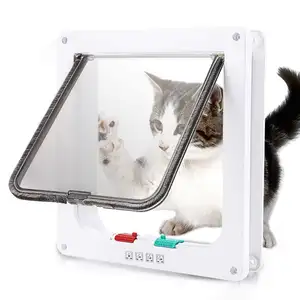 Gato puerta 4 Forma de gato solapa puerta Interior puertas exteriores puertas para mascotas para los gatos y perros adecuado para ventana y puerta