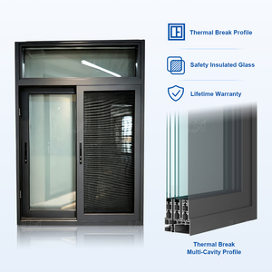 Ventana Corredera Moderna de Aluminio con Mosquitera y Vidrio Templado, <span class=keywords><strong>Ventanas</strong></span> y Puertas Económicas - Product Image 1