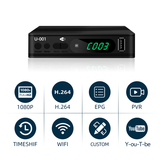 Wholesale TV Box DVB T2 H.264 U 001 with Factory Price Digital Full HD 1080P Plastic Receiver Decoder Set Top Box