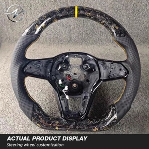Volant sport en cuir personnalisé, en fibre de carbone forgée, 3 branches, 35 mm, pour Volkswagen Golf MK8 GTI Passat - Product Image 2