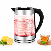 Bouilloire Électrique en Verre 2,2 L, Maintien au Chaud à Touche Unique 65°C, Transparente, 1500W, Prise EU, Pour Maison et Bureau