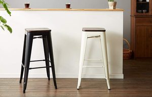 <span class=keywords><strong>Tabouret</strong></span> <span class=keywords><strong>de</strong></span> <span class=keywords><strong>Bar</strong></span> en acier inoxydable avec siège carré en bois - Product Image 4