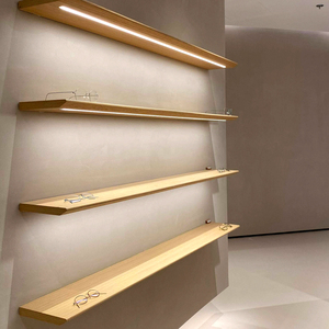 Light Wood Open Shelving for Eyewear Store Display <strong>150cm</strong> Wall Floating LED <strong>Shelves</strong> with Heavy Duty Brackets - Product Image 4