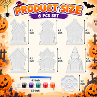 Kit de Bricolage pour Enfants Personnalisé de 6 Pièces : Figurines de Maison Hantée en Plâtre pour Halloween, Décoration d'Intérieur, Ornement, Cadeau