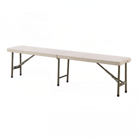 Banc pliable en deux avec plateau en HDPE de 183 cm, pour camping, jardin, banquet, barbecue extérieur, intérieur, simple, avec cadre en acier poudré