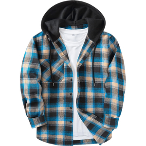 Camicia tascabile Casual di alta qualità da <span class=keywords><strong>uomo</strong></span> alla moda con cappuccio Plaid felpa di <span class=keywords><strong>flanella</strong></span> <span class=keywords><strong>in</strong></span> pile giacche - Product Image 5