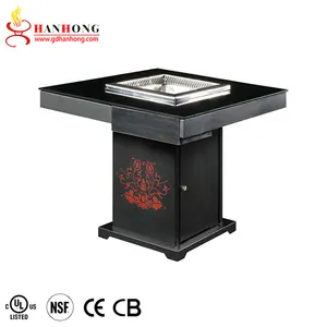 Nouvelle conception en verre trempé chaud pot d'usine de table carré personnalisé multijoueur hot pot table