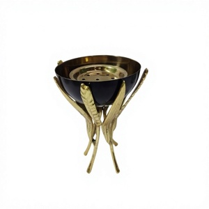 Quemador de Incienso de Latón Dorado con Soporte de Hojas y Ramas, Bakhoor Mabkhara de Metal Hecho a Mano para Carbón de Oud, Decorativo para Aromaterapia - Product Image 1