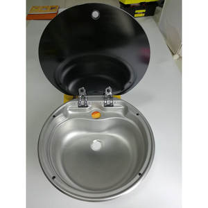 อ่างล้างจานสแตนเลส GR-570 ขนาด 420*145 มม. พร้อมฝาปิดกระจกนิรภัย สำหรับรถบ้านและเรือยอชท์ ใช้ในงานทางทะเล - Product Image 2