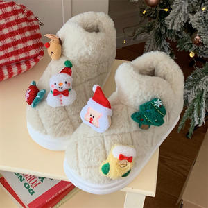 XIXITIAO hiver mode fourrure pantoufles femme extérieur chaud confortable bottes de neige cheville moelleux fourrure noël femme bottes de neige - Product Image 1