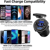 Voltímetro Digital Impermeable Más Vendido, Cargador de Coche con Doble USB + PD 30 de Carga Rápida, Modificado para Motocicletas, Barcos, Autocaravanas, Uso en Exteriores