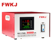 Régulateur de tension monophasé 3KVA en cuivre SVC entièrement automatique avec écran LCD et 50Hz