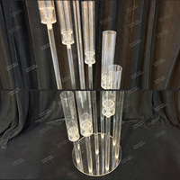 Support de bougie à 9 bras en plastique acrylique transparent couleur cristal, candélabre de table décoratif pour événements avec bougeoir