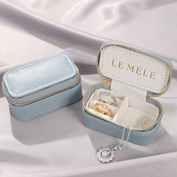 Mini Portable Zipper Voyage Bijoux Mallette De Rangement Logo Personnalisé En Cuir PU Petite Boîte À Bijoux pour Boucles D'oreilles et Bagues Emballage