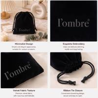 Pochette à cordon en velours noir personnalisée, sac de rangement pour bijoux épaissi et emballage cadeau avec impression de logo
