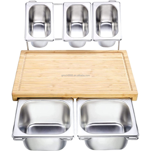 Tagliere da cucina tagliere da <span class=keywords><strong>lavoro</strong></span> con vassoio antigoccia vassoio antigoccia in bambù organico in acciaio inossidabile - Product Image 1