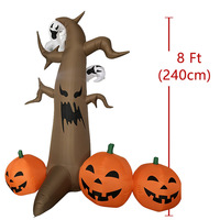 Décoration d'extérieur gonflable d'Halloween de 2,4 m : Arbre mort, fantôme et citrouille avec lumière LED pour fête et cour