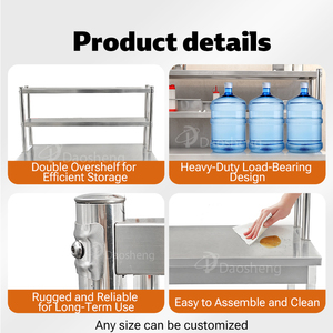 Daosheng bán buôn không gỉ nhiệm vụ nặng nề bàn làm việc thức ăn nhanh bánh pizza chuẩn bị bảng công cụ đồ trang sức làm việc băng ghế dự bị cho hội thảo 2 tầng kệ - Product Image 2