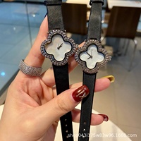 Montre à quartz FanJia écologique et polyvalente pour femme, collection trèfle à quatre feuilles porte-bonheur, cadran en nacre