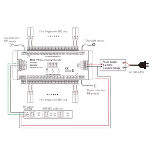 Controlador de Intensidad de Luz LED ES32 PIR DC5-24V, Sensor Multifunción Infrarrojo de Movimiento Corporal, Controlador de Luz para <span class=keywords><strong>Escaleras</strong></span> - Product Image 3
