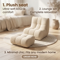 Canapé une place en tissu chenille, emballé sous vide, garnissage en éponge, design rembourré, écologique, pour hôtel et appartement, style moderne