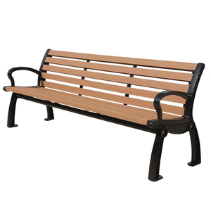 Banc en bois robuste pour aménagement urbain commercial, idéal pour campus, parcs et espaces publics, avec accoudoirs - Product Image 1