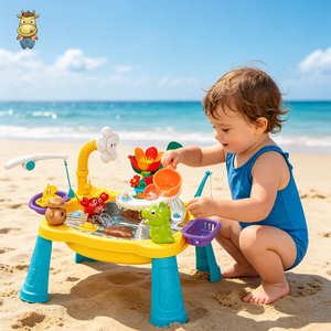 Table de jeu électrique tournesol pour sable et eau avec canne à pêche et fontaine, jouet sensoriel d'extérieur pour tout-petits, jouet de plage, vente en gros - Product Image 4