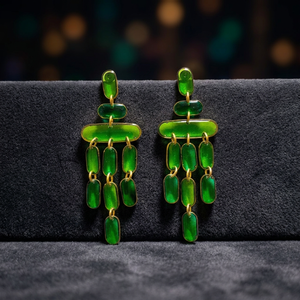 Pendientes Grandes de Oro y Platino con Jade Natural, Regalo de Aniversario, Promesa, Cumpleaños, para Mujeres y Niñas - Product Image 2